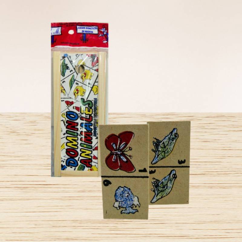 JUEGO MADERA DOMINO ANIMALES CAJA 18CM