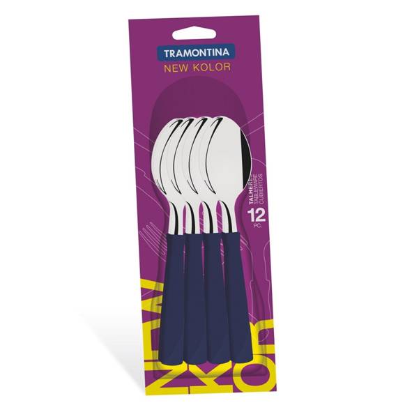 CUCHARA DE TE NEW   KOLOR AZUL X 12