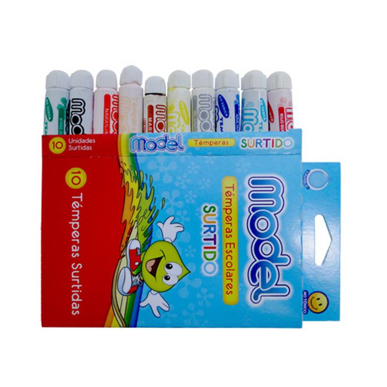 TEMPERAS 10 PZS 8ML MODEL EN CAJA COLOR